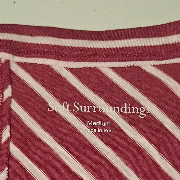 Soft Surroundings Fushia Striped Short Sleeve Tee Size Medium - Picture 5 of 14